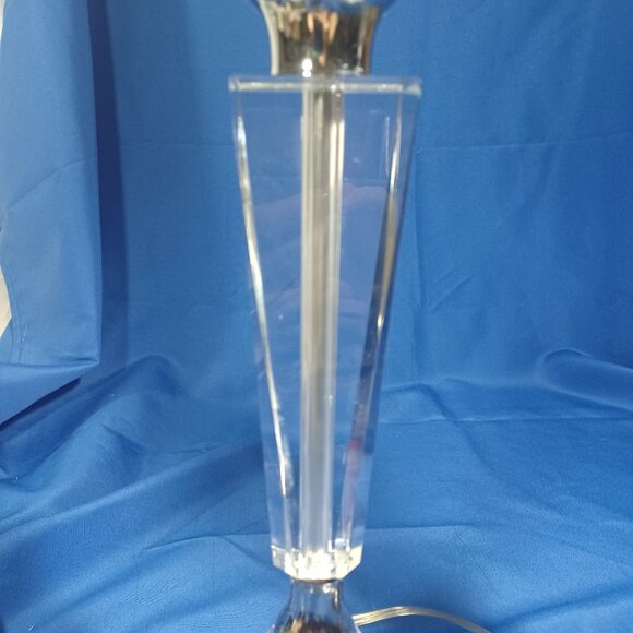 Vintage Hollywood Regency Crystal Ball Lucite Lamps Set Chrome Hardware … - Picture 9 of 11